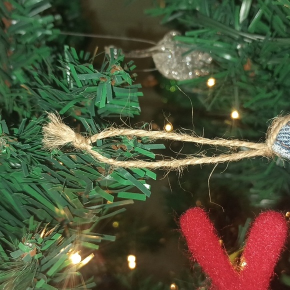 (2) Denim Christmas Stocking Ornaments - Picture 3 of 4